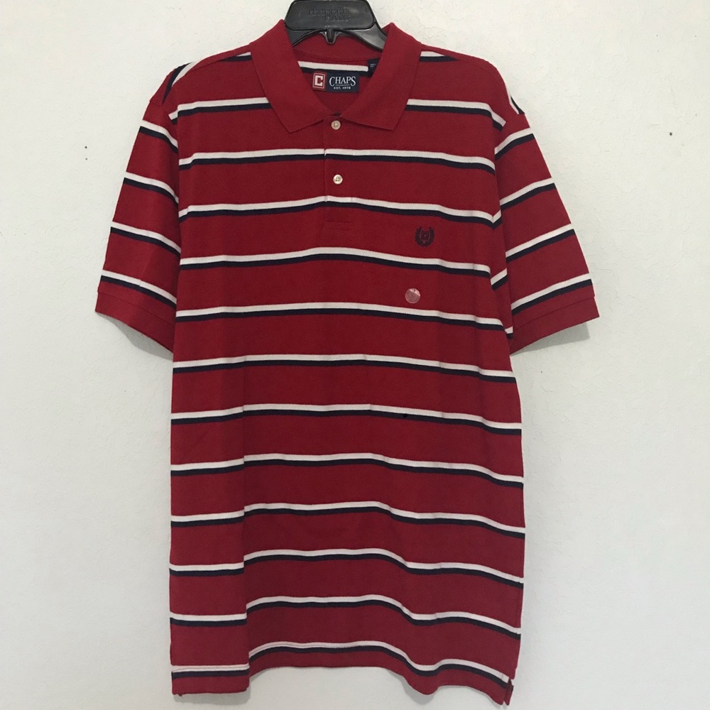 NWT Chaps Short Sleeve Stripe Polo Knit Shirt